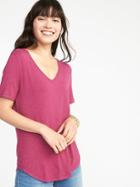 Old Navy Womens Luxe Curved-hem V-neck Tee For Women Boysenberry Juice Size Xxl