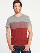 Old Navy Mens Color-blocked Chest-stripe Tee For Men Heather Gray Size S