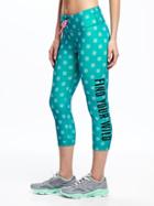 Old Navy Go Dry Mid Rise Compression Crops For Women - Bright Turquoise