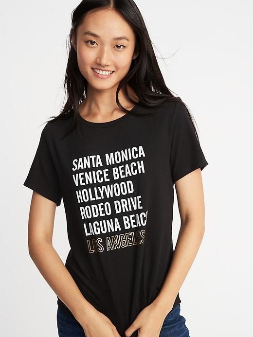 Old Navy Womens Everywear La Graphic Tee For Women Blackjack Size M