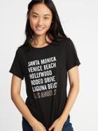 Old Navy Womens Everywear La Graphic Tee For Women Blackjack Size M