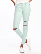 Old Navy Mid Rise Distressed Rockstar Skinny Jeans For Women - Entertain Mint