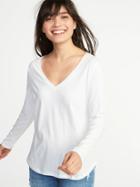 Old Navy Womens Everywear V-neck Tee For Women Cream Size S