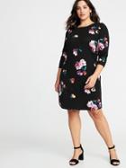 Old Navy Womens Plus-size Ponte-knit Shift Dress Black Floral Size 1x