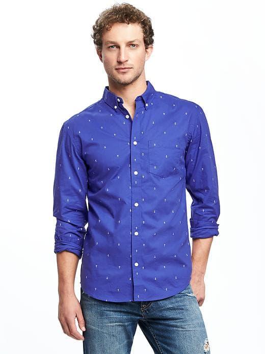 Old Navy Slim Fit Soft Washed Classic Shirt For Men - Ultraviolet