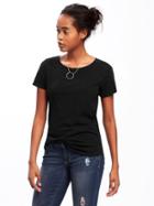 Old Navy Everywear Relaxed Curved Hem Tee For Women - Black