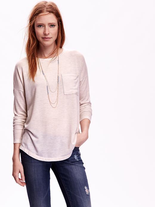 Old Navy Oversized Rounded Hem Top Size L Tall - Beech Stone