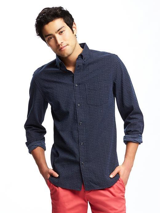 Old Navy Slim Fit Dobby Shirt For Men - Black