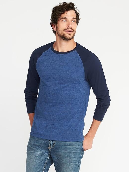 Old Navy Mens Soft-washed Slub-knit Raglan Tee For Men Deep Space Blue Size M
