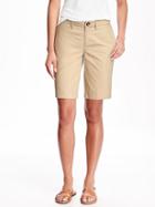 Old Navy Mid Rise Canvas Bermudas For Women - Rolled Oats