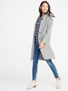 Old Navy Womens Brushed-knit Long-line Coat For Women Light Gray Size L