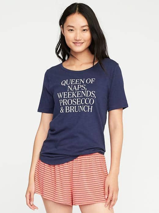 Old Navy Relaxed Graphic Slub Knit Tee For Women - Queen Of Naps, Weekends