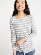 Old Navy Womens Relaxed Graphic Mariner-stripe Tee For Women Gray Stripe Size S