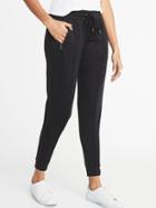 Old Navy Womens Mid-rise Sweater-knit Zip-pocket Joggers For Women Black Size S