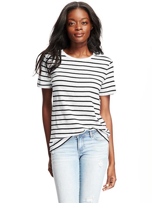 Old Navy Relaxed Crew Neck Tee For Women - White Stripe