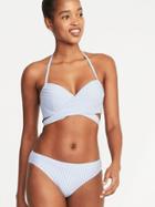 Wrap-front Halter Underwire Swim Top For Women