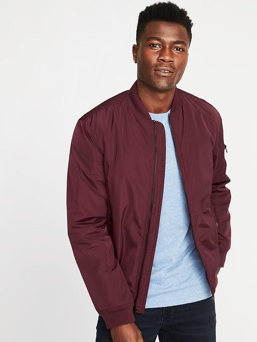 Old Navy Mens Water-resistant Nylon Bomber Jacket For Men Raisin Arizona Size L