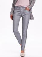 Old Navy Womens The Rockstar Mid Rise Metallic Skinny Jeans Size 10 Regular - Pewter