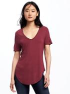 Old Navy Relaxed V Neck Tee For Women - Dark Red