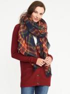 Old Navy Flannel Linear Scarf For Women - Blue Plaid