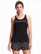 Old Navy Go Dry Cool Reflective Mesh Racerback Tank For Women - Black