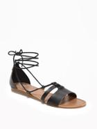 Old Navy Lace Up Sandals For Women - Black