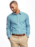 Old Navy Slim Fit Built In Flex Signature Non Iron Shirt For Men - Pacifica