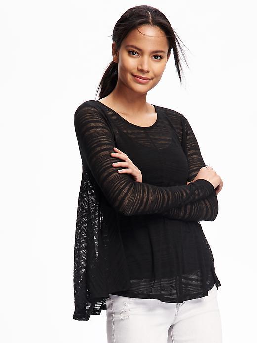 Old Navy Swing Shadowstripe Top For Women - Black
