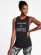 Old Navy Womens Relaxed Graphic Performance Muscle Tank For Women Motivated By Coffee Size S