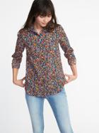 Old Navy Womens Relaxed Classic Floral-print Shirt For Women Crazy Multi Floral Size Xs