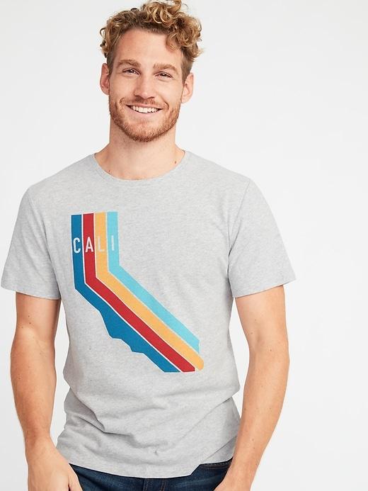 Old Navy Mens Soft-washed Cali Graphic Tee For Men On White Heather Size Xs