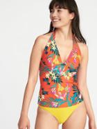 Old Navy Womens Wrap-halter Tankini Top For Women Red Floral Size Xxl