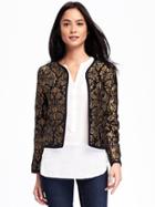 Old Navy Jacquard Open Front Jacket For Women - Gold Print