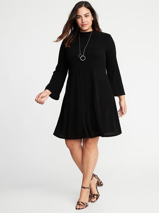 Old Navy Womens Mock-neck Rib-knit Plus-size Sweater Swing Dress Blackjack Size 2x