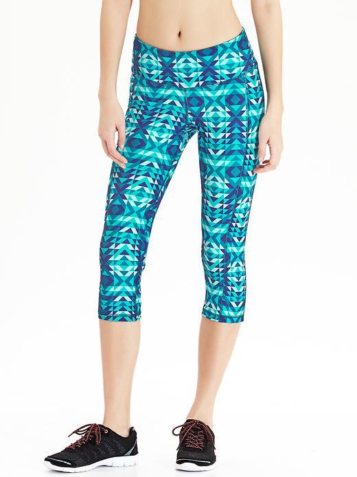 Old Navy Womens Active Patterned Compression Capris 20&quot; Size L Tall - Light Blue Print