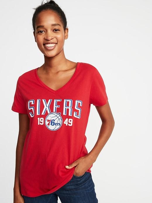 Old Navy Womens Nba Team-graphic V-neck Tee For Women Philadelphia 76ers Size S