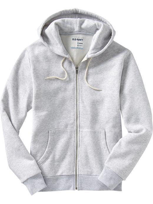 Old Navy Mens Zip Front Drawstring Hoodies - Light Heather Gray