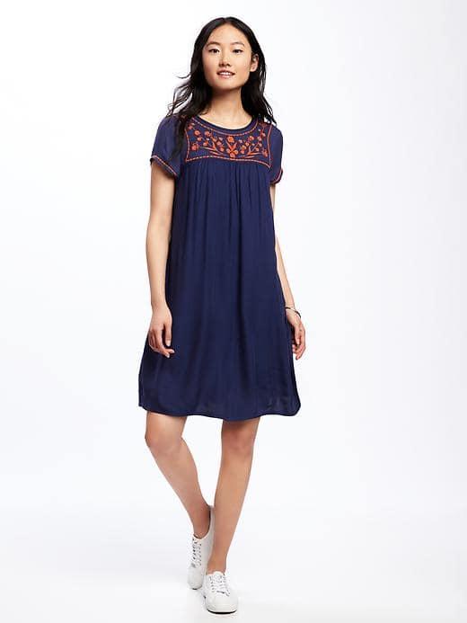 Old Navy Embroidered Yoke Shift Dress For Women - Night Flight