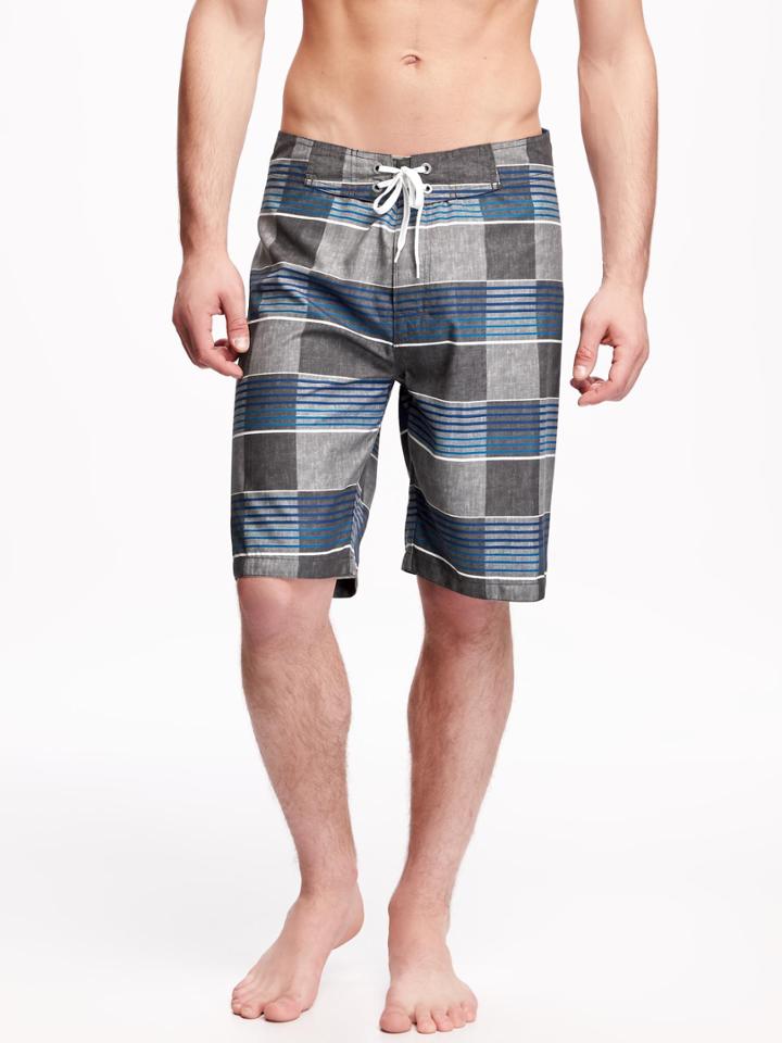 Old Navy Patterned Board Shorts For Men 9 - Big Blue Polyester