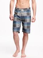 Old Navy Patterned Board Shorts For Men 9 - Big Blue Polyester