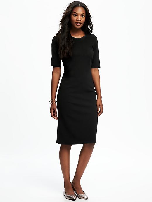 Old Navy Textured Ponte Knit Shift Dress For Women - Black