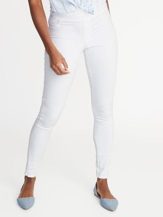 Mid-rise White Rockstar Pull-on Jeggings For Women