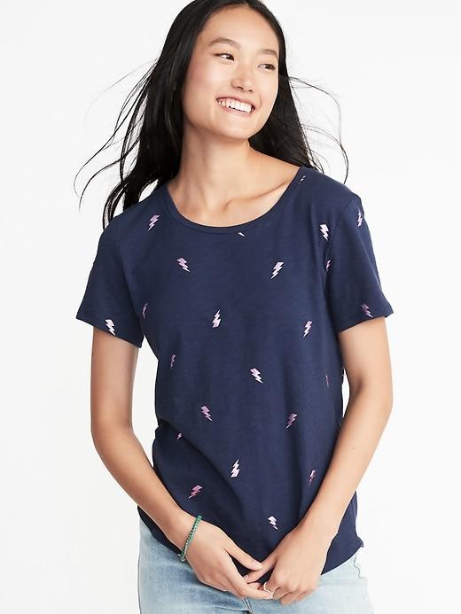 Old Navy Womens Everywear Slub-knit Tee For Women Lightning Bolt Size Xs