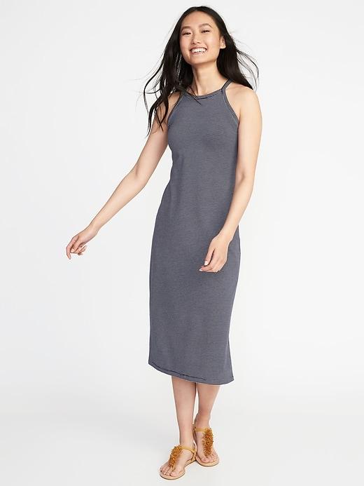 Old Navy Womens Sleeveless High-neck Midi Dress For Women Navy Stripe Size Xs