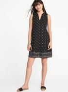 Old Navy Womens Floral-print Georgette Swing Dress For Women Black Print Size Xs
