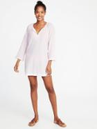 Old Navy Womens Embroidered Tassel-tie Swim Tunic For Women Blush On You Size Xs
