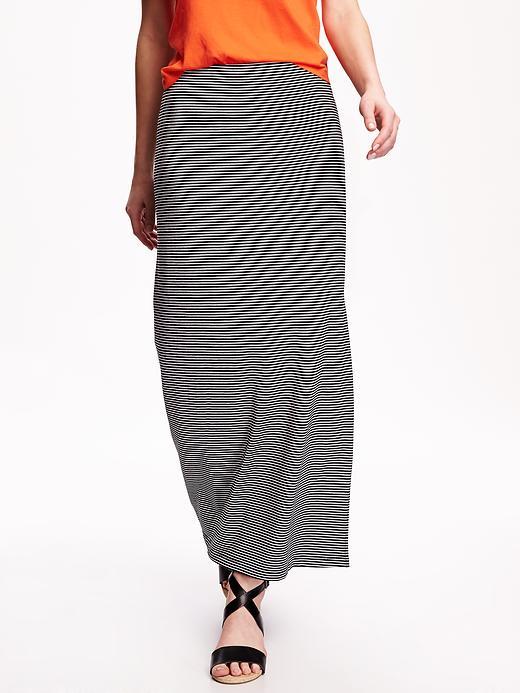 Old Navy Fitted Maxi Skirt For Women - Black Stripe Bottom