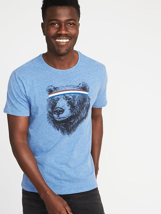Old Navy Mens Graphic Crew-neck Tee For Men Bear Size L