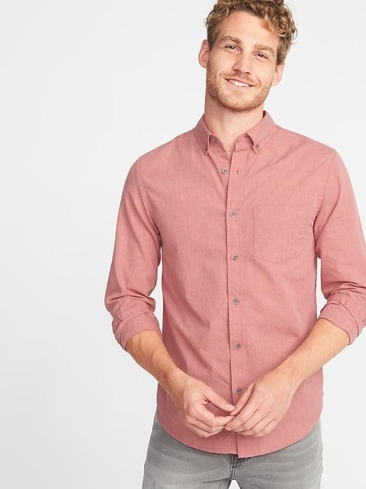 Old Navy Mens Slim-fit Poplin Shirt For Men Red Herring Size Xxxl