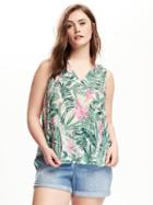 Old Navy Printed V Neck Plus - Watermelon Palm Print